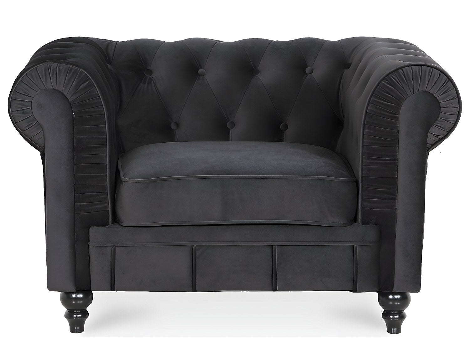 Fauteuil Chesterfield noir velours - Altesse