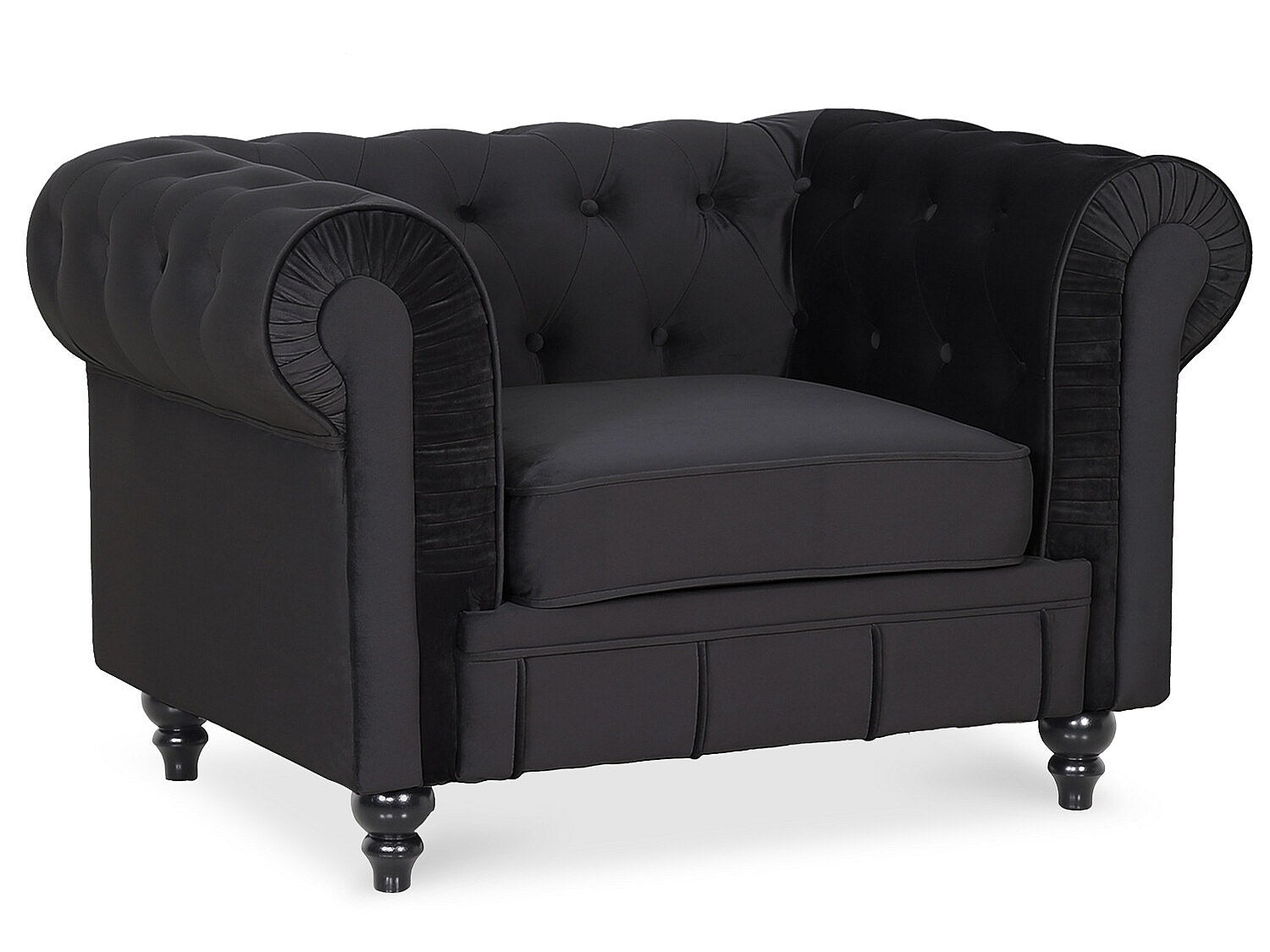 Fauteuil Chesterfield noir velours - Altesse