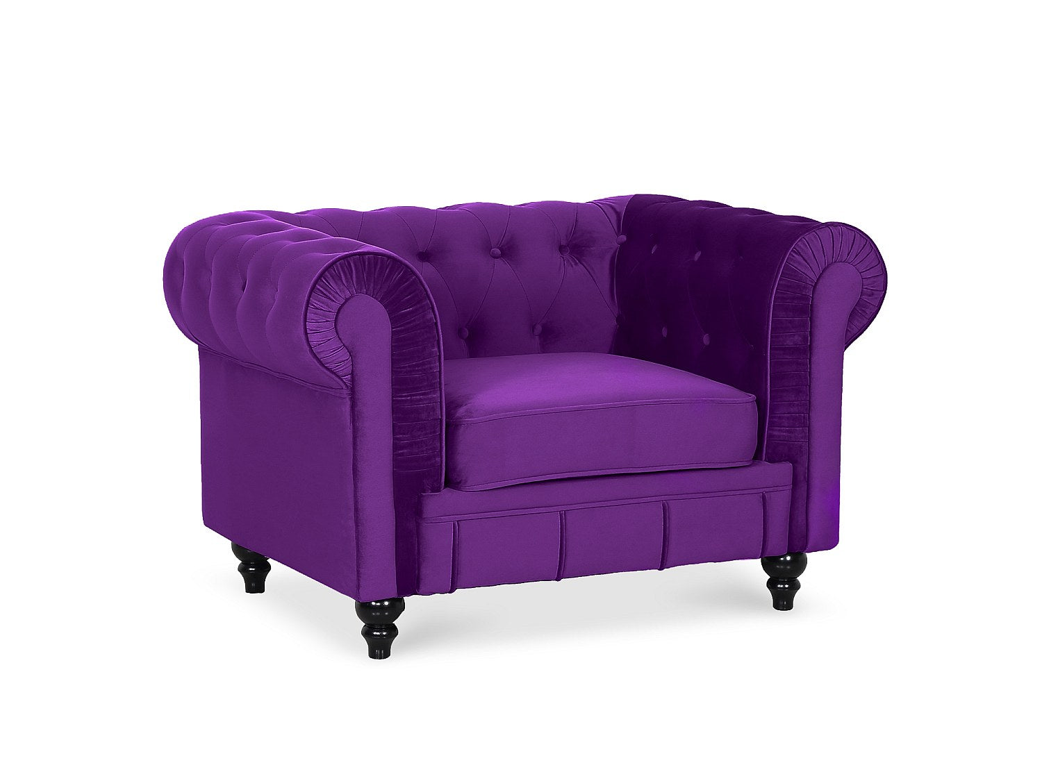 Fauteuil Chesterfield violet velours - Altesse