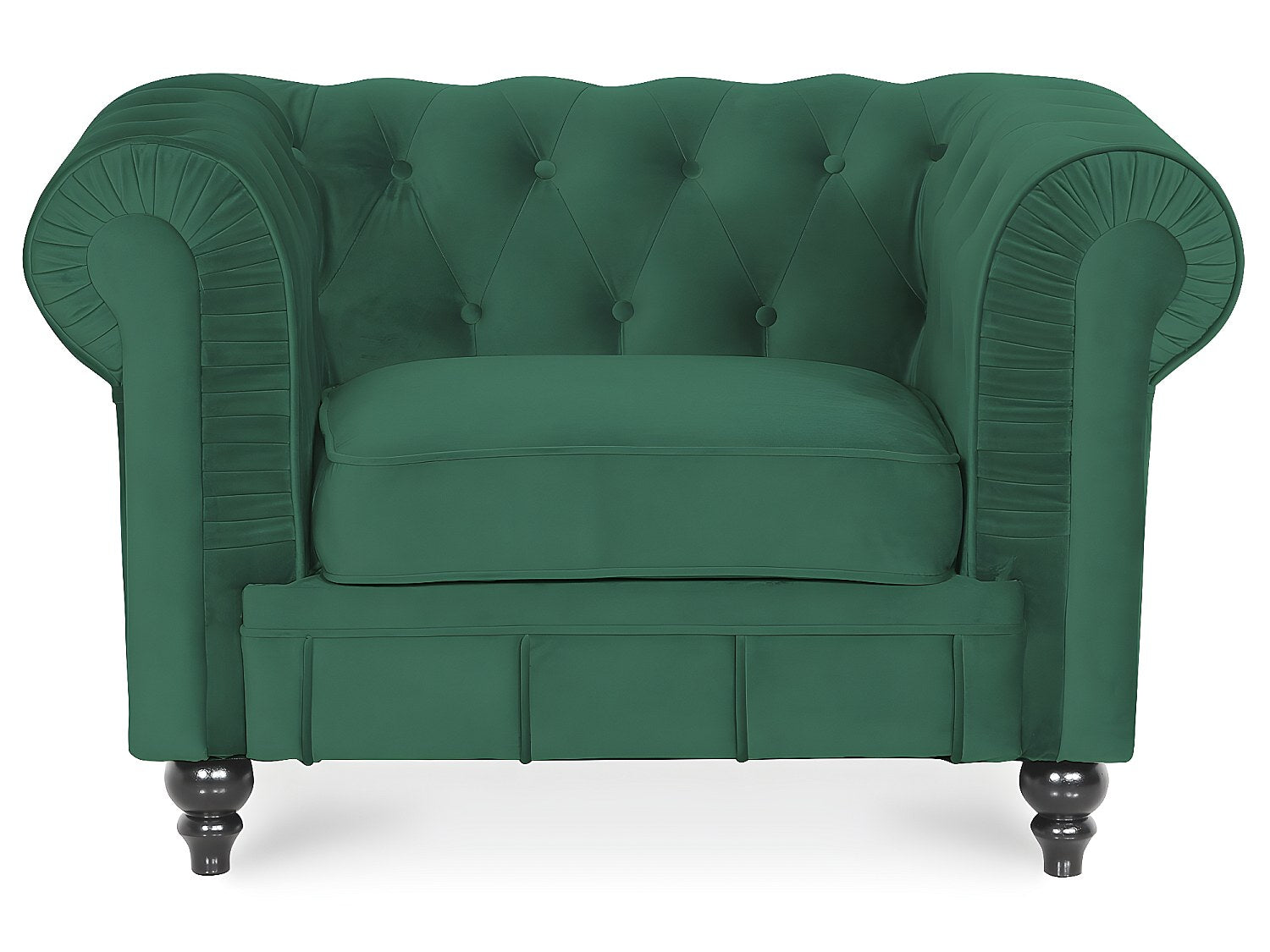 Fauteuil Chesterfield vert velours - Altesse