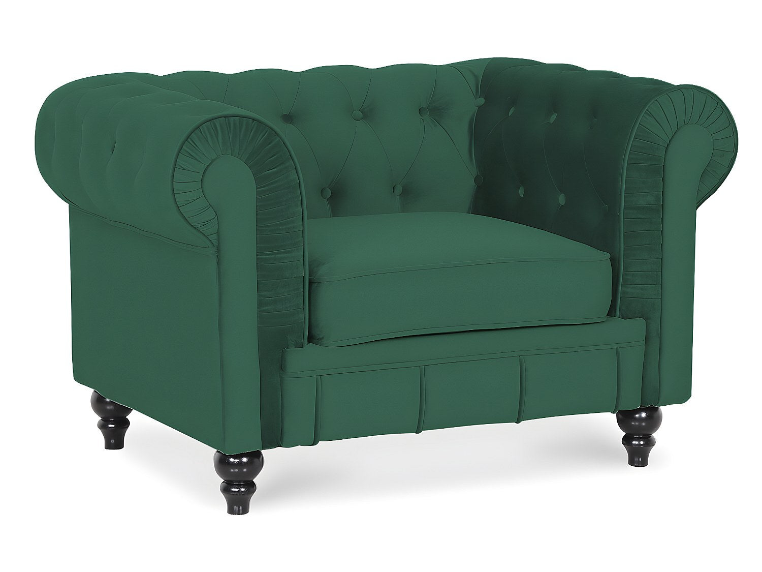 Fauteuil Chesterfield vert velours - Altesse
