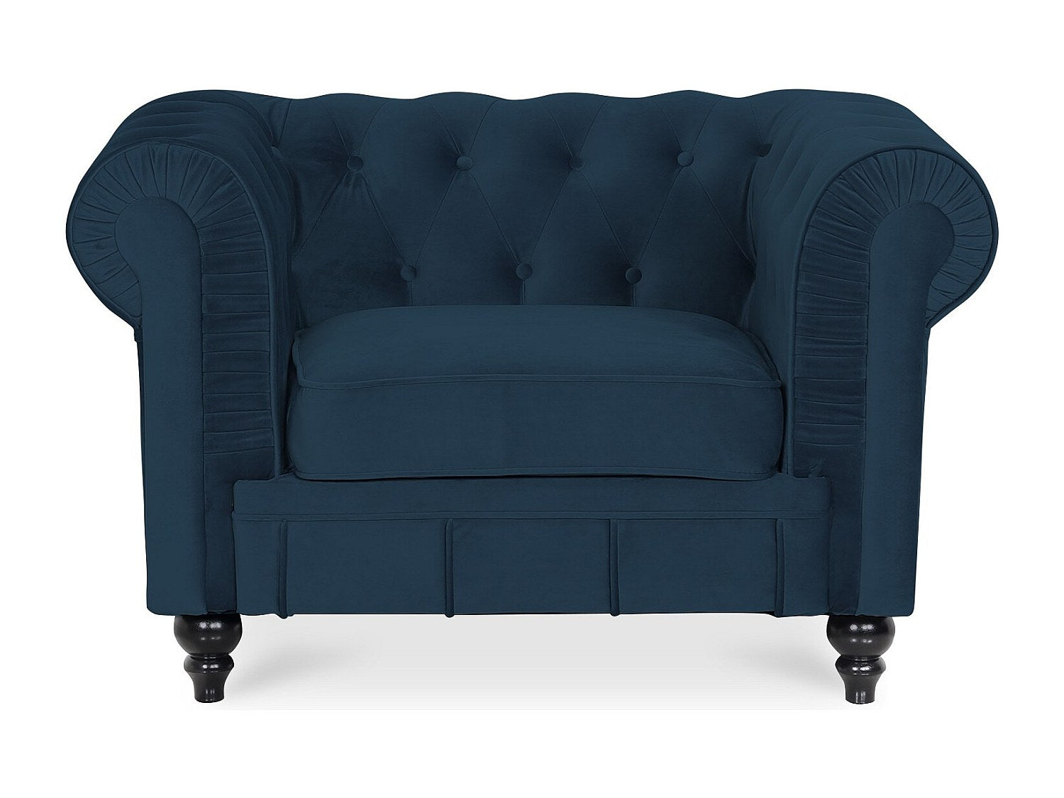 Fauteuil Chesterfield bleu velours - Altesse