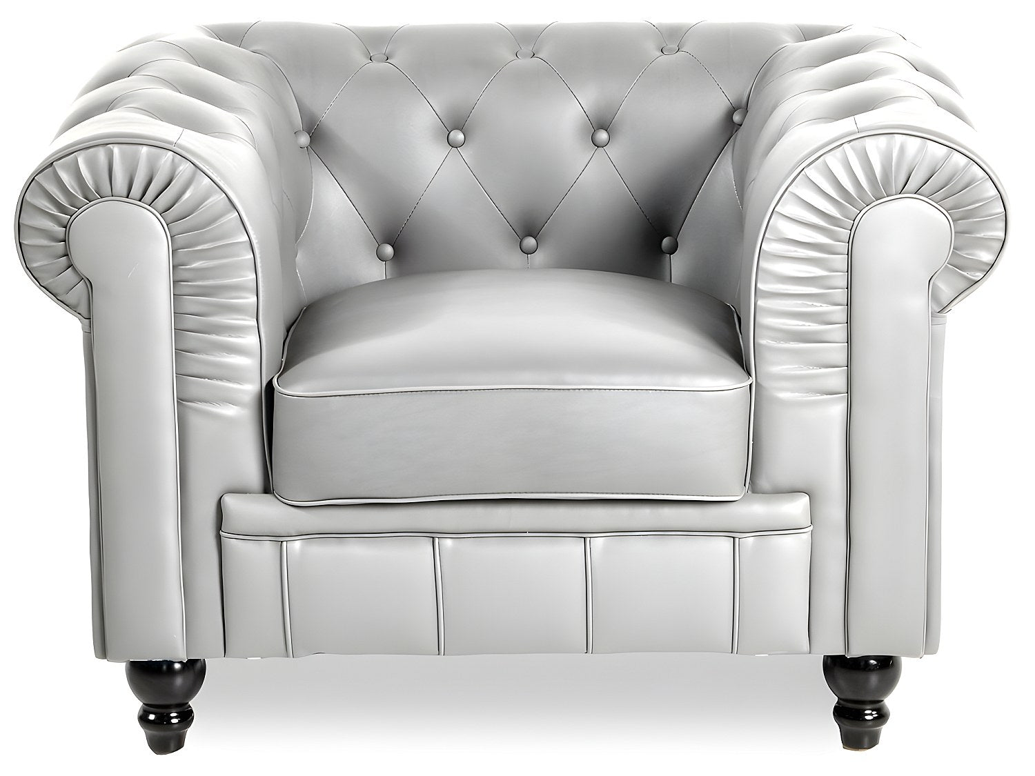Fauteuil Chesterfield gris simili cuir - Regency