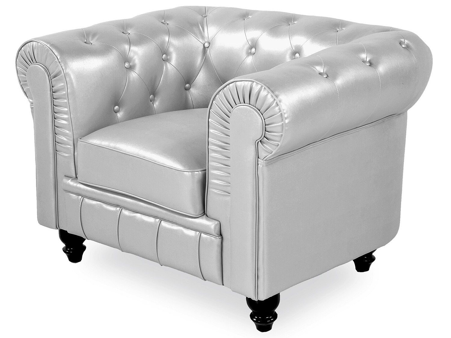Fauteuil Chesterfield gris simili cuir - Regency
