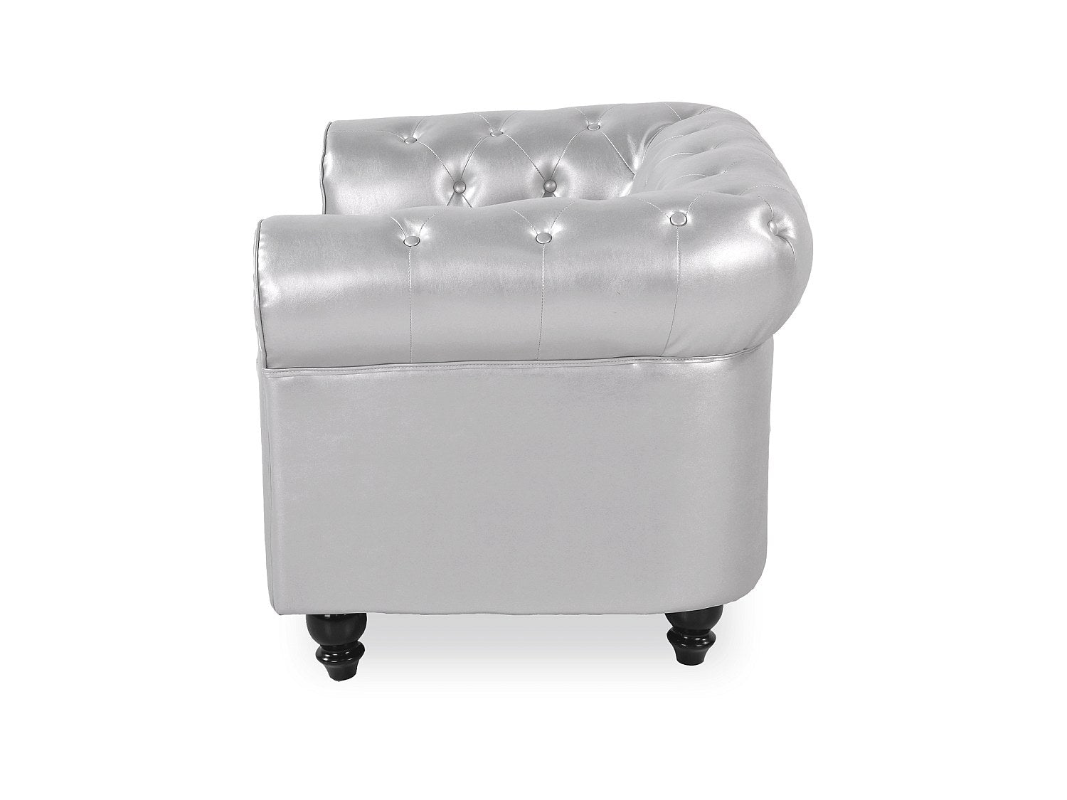 Fauteuil Chesterfield gris simili cuir - Regency