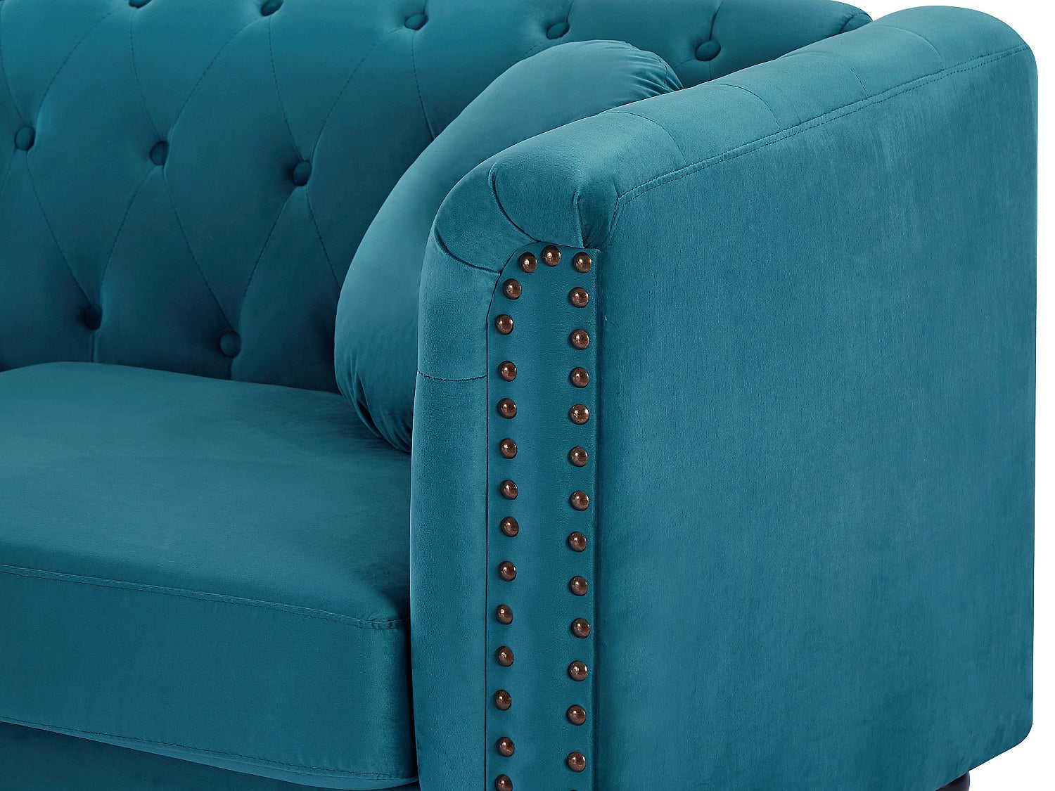 Canapé Chesterfield droit 2 places bleu velours - Turner