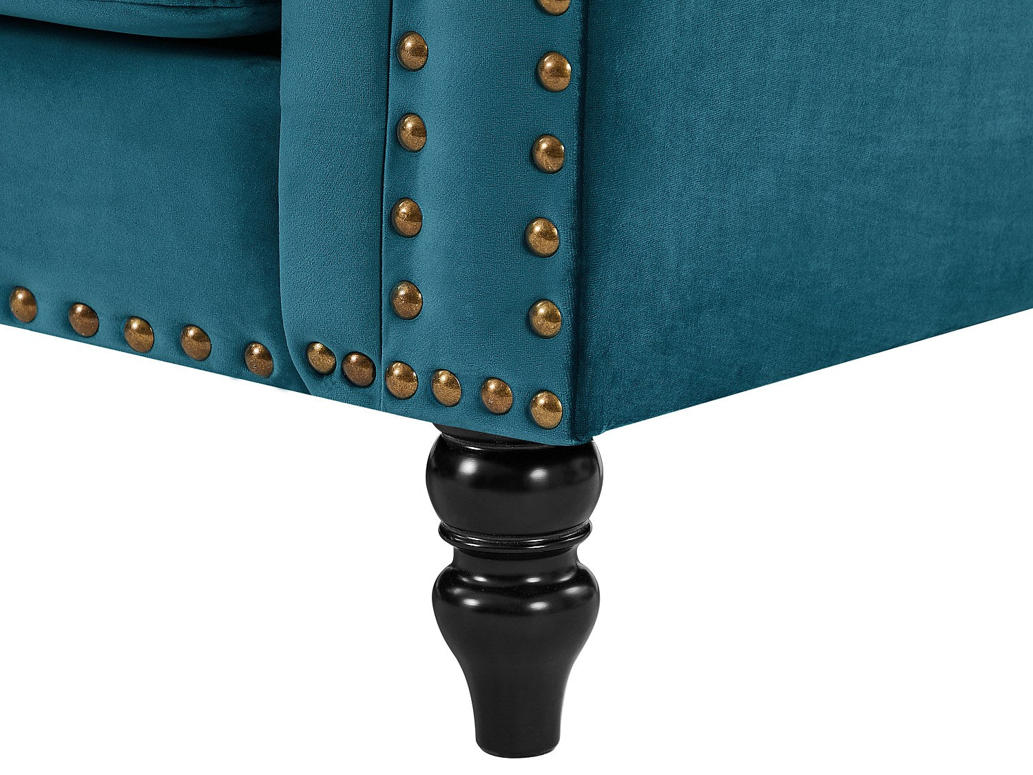 Canapé Chesterfield angle bleu velours - Turner