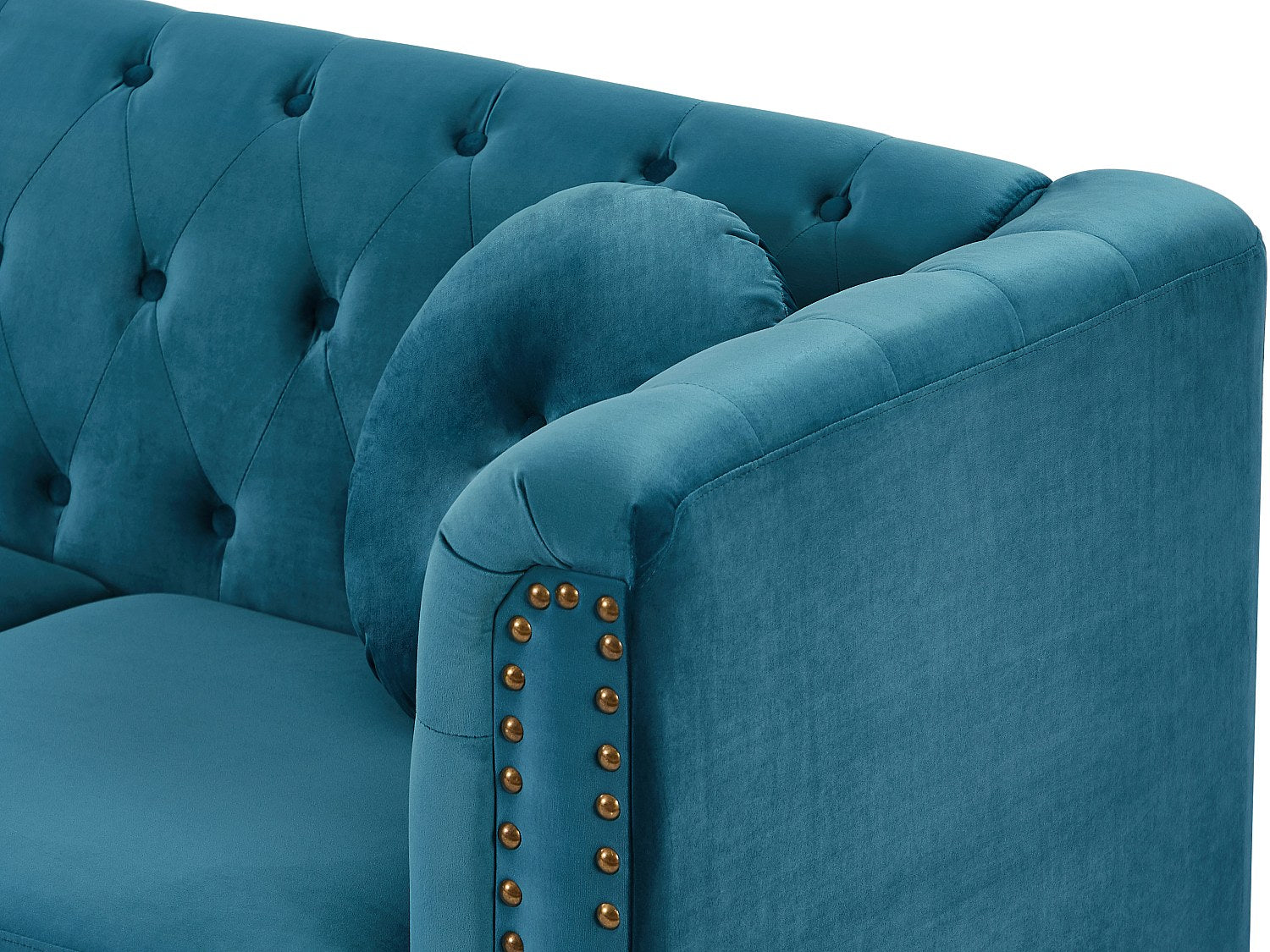 Canapé Chesterfield angle bleu velours - Turner
