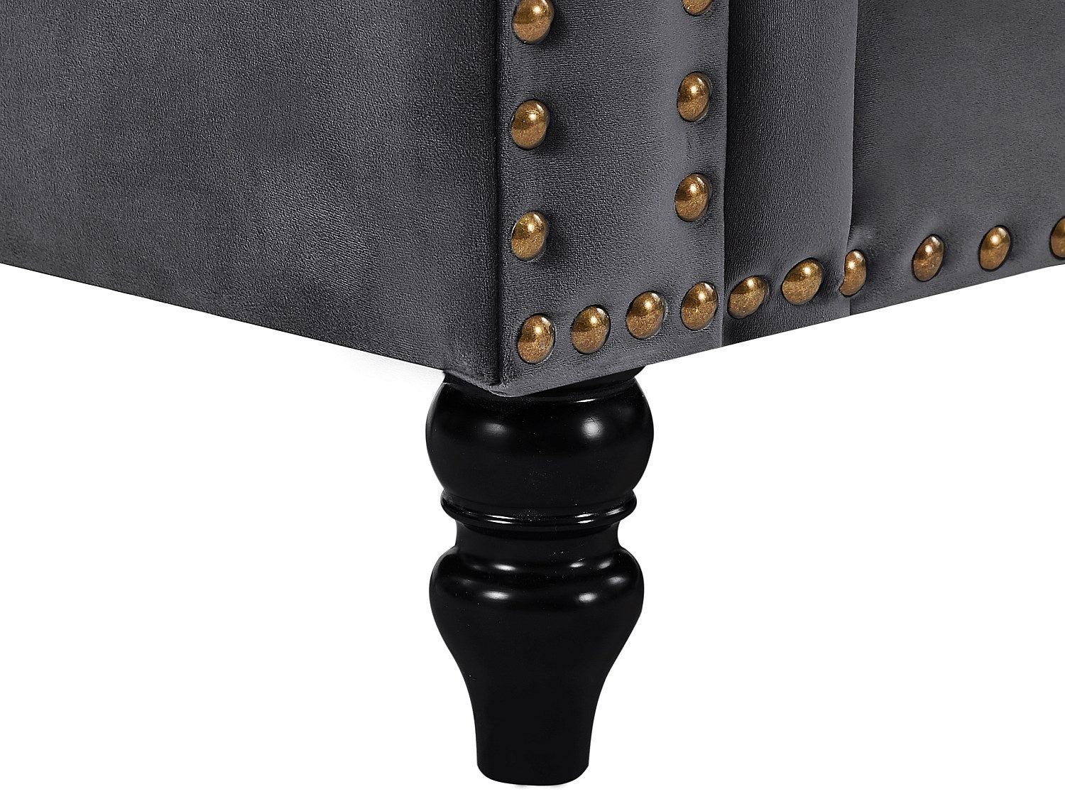 Canapé Chesterfield angle gris velours - Turner