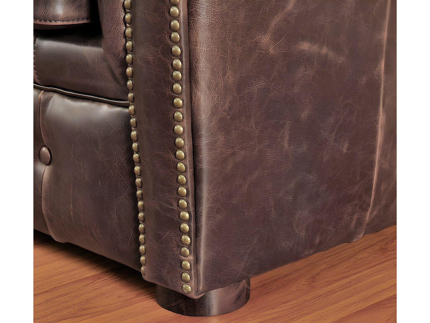 Fauteuil Chesterfield marron cuir - Clotaire