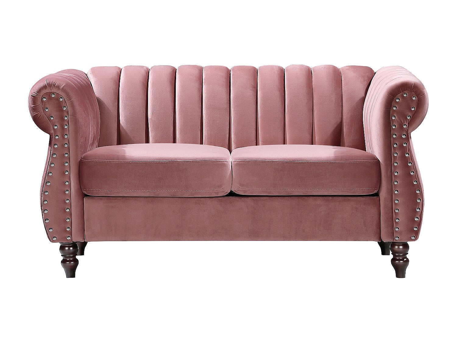 Canapé Chesterfield droit 2 places rose velours - Trumbo