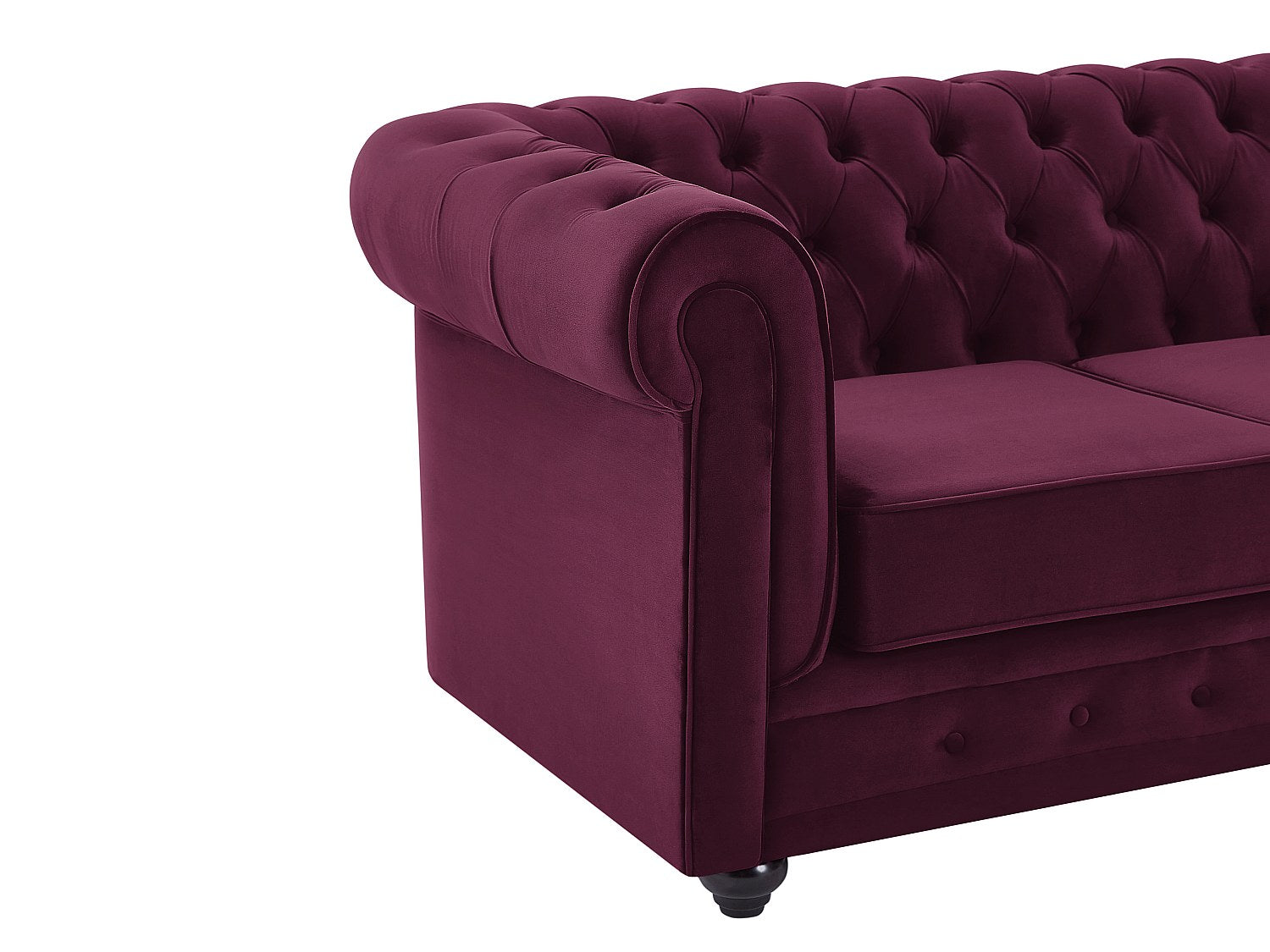 Canapé Chesterfield droit 2 places rouge velours