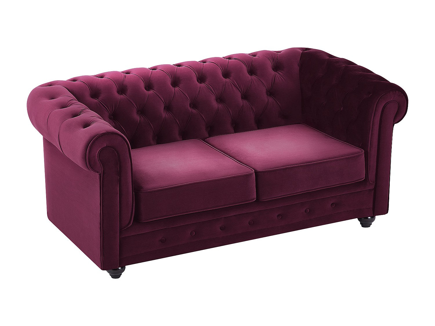 Canapé Chesterfield droit 2 places rouge velours