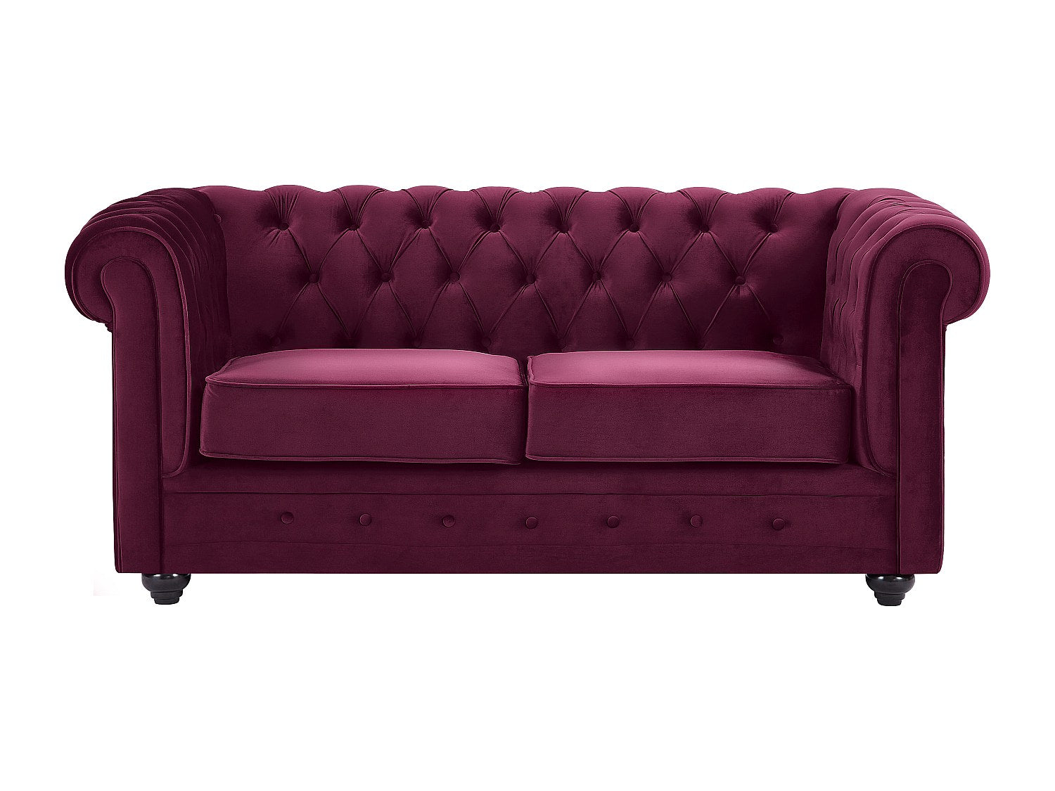 Canapé Chesterfield droit 2 places rouge velours