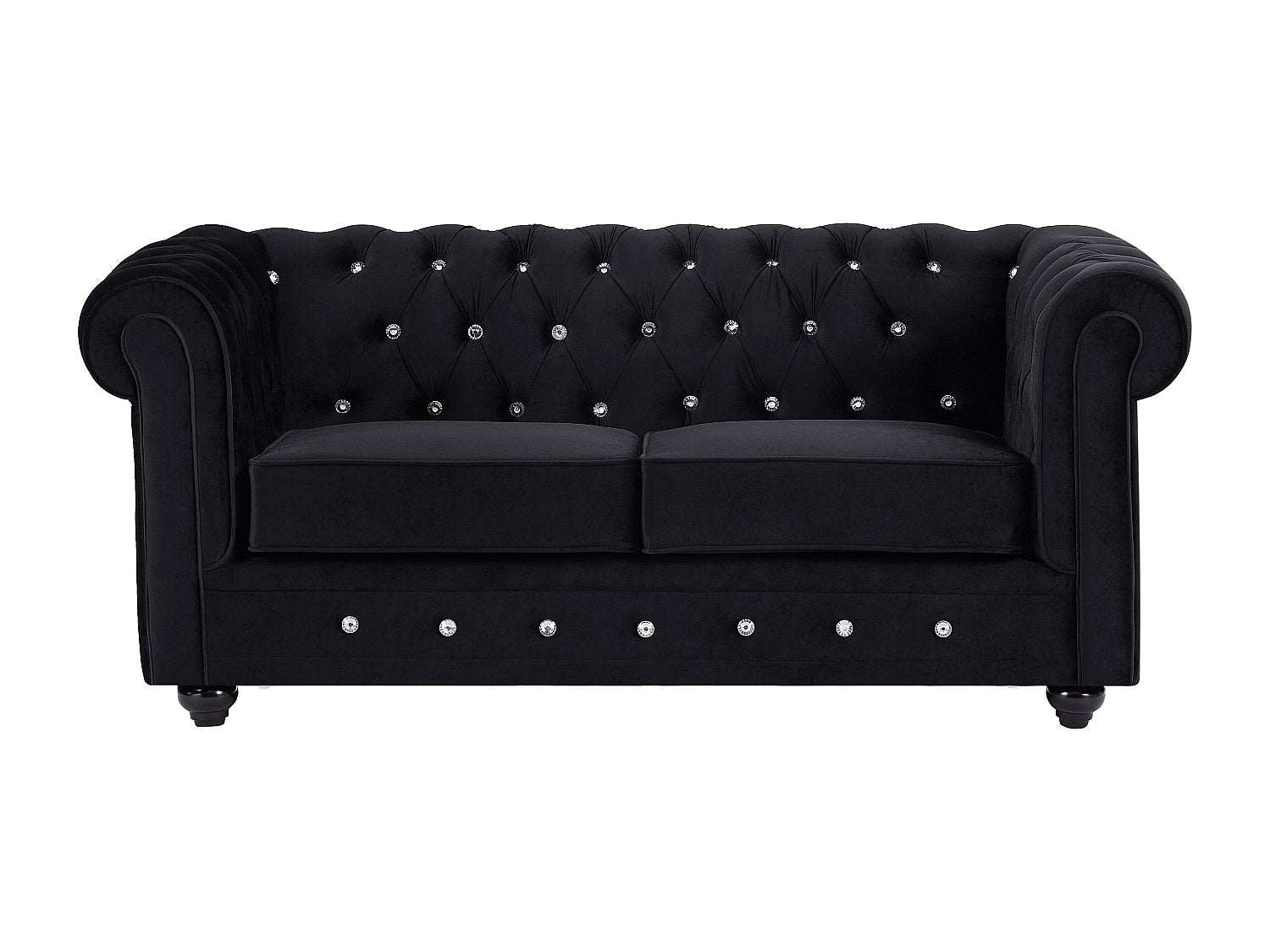 Canapé Chesterfield droit 2 places noir velours