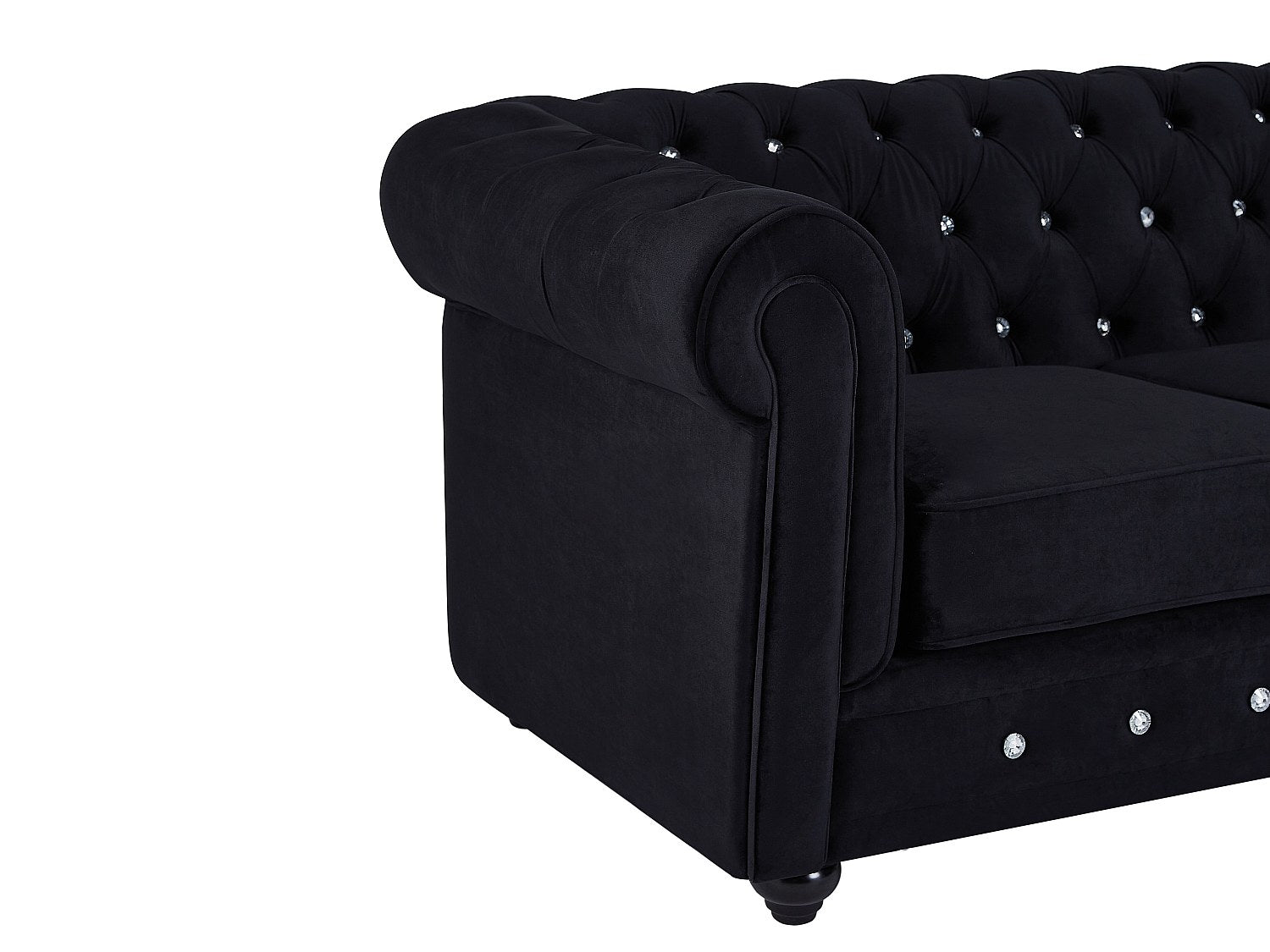 Canapé Chesterfield droit 2 places noir velours