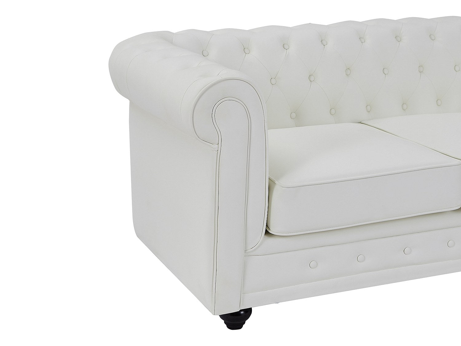 Canapé Chesterfield droit 2 places blanc simili cuir