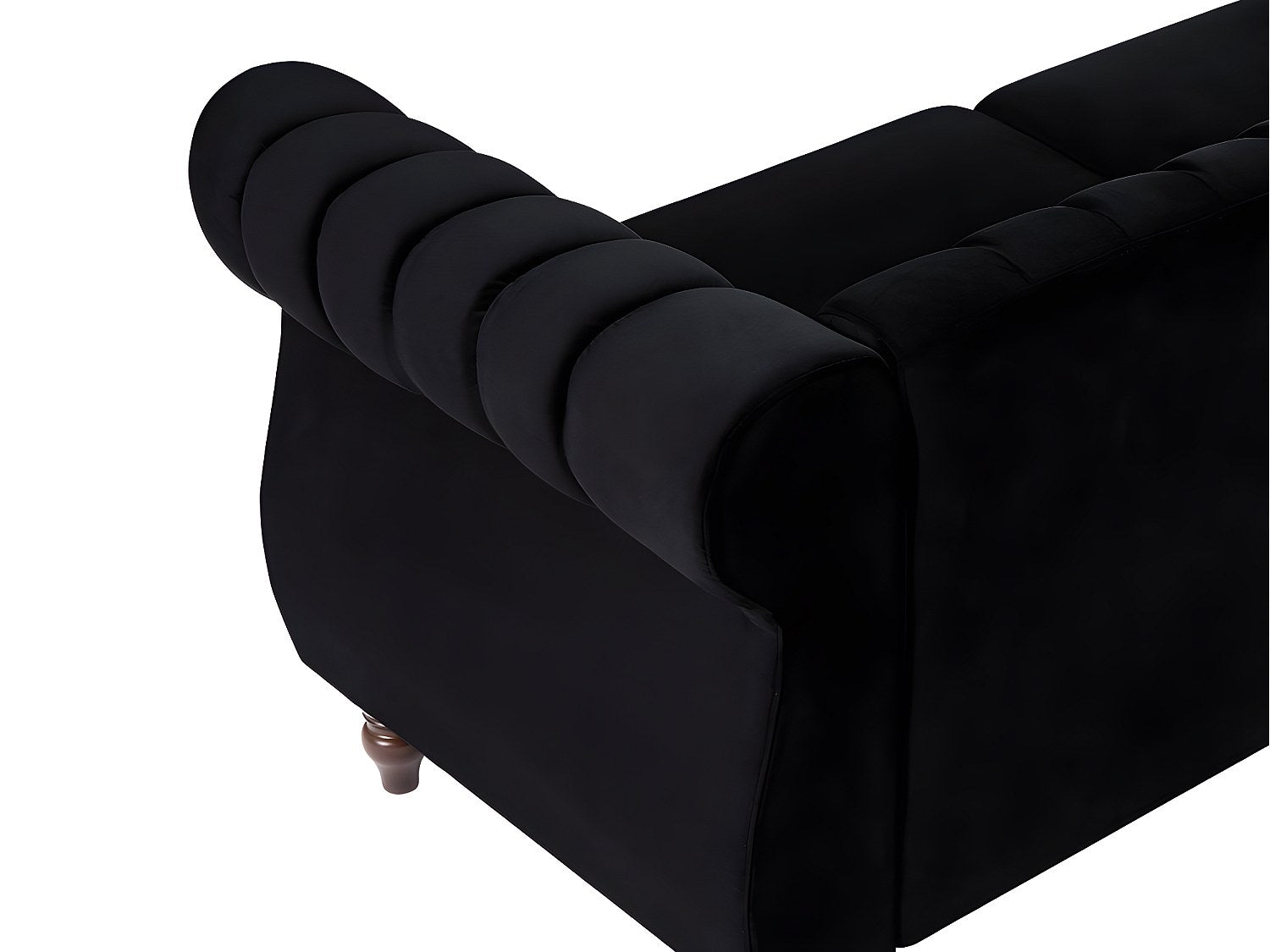 Canapé Chesterfield droit 3 places noir velours - Trumbo