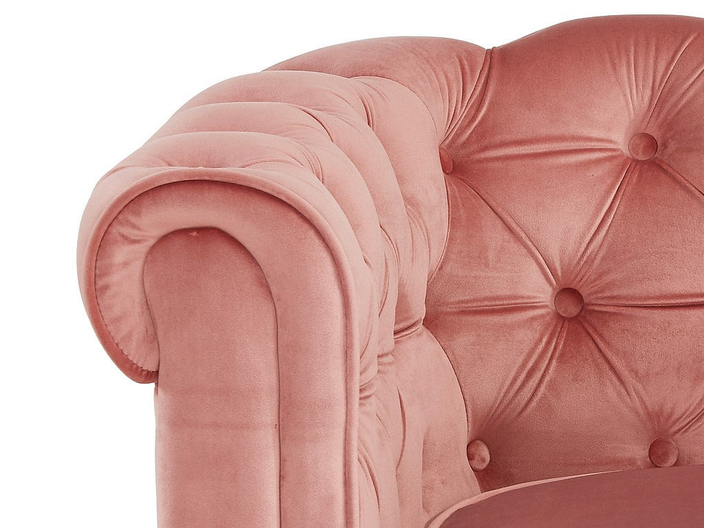 Canapé Chesterfield droit 3 places rose velours