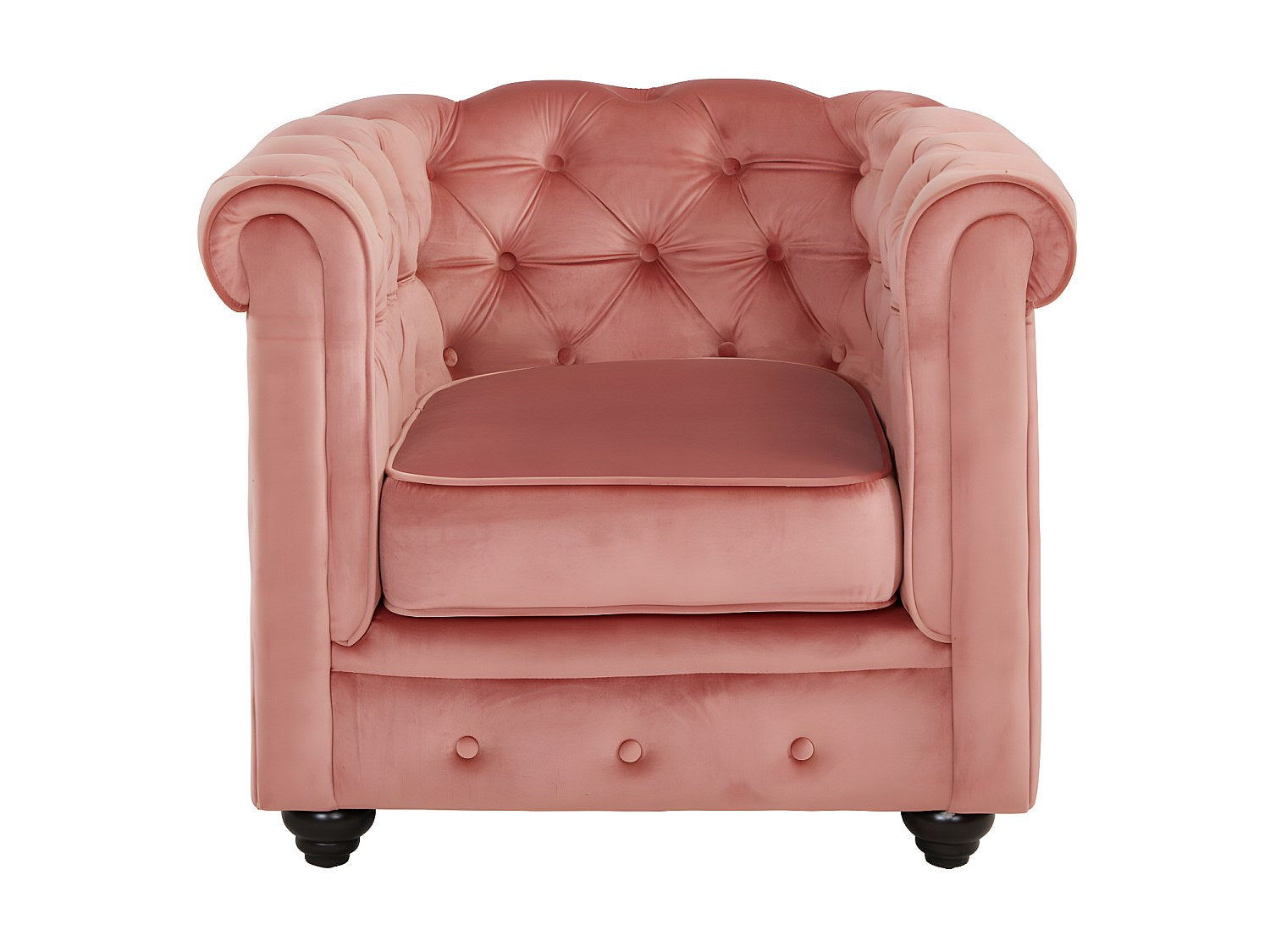 Fauteuil Chesterfield rose velours