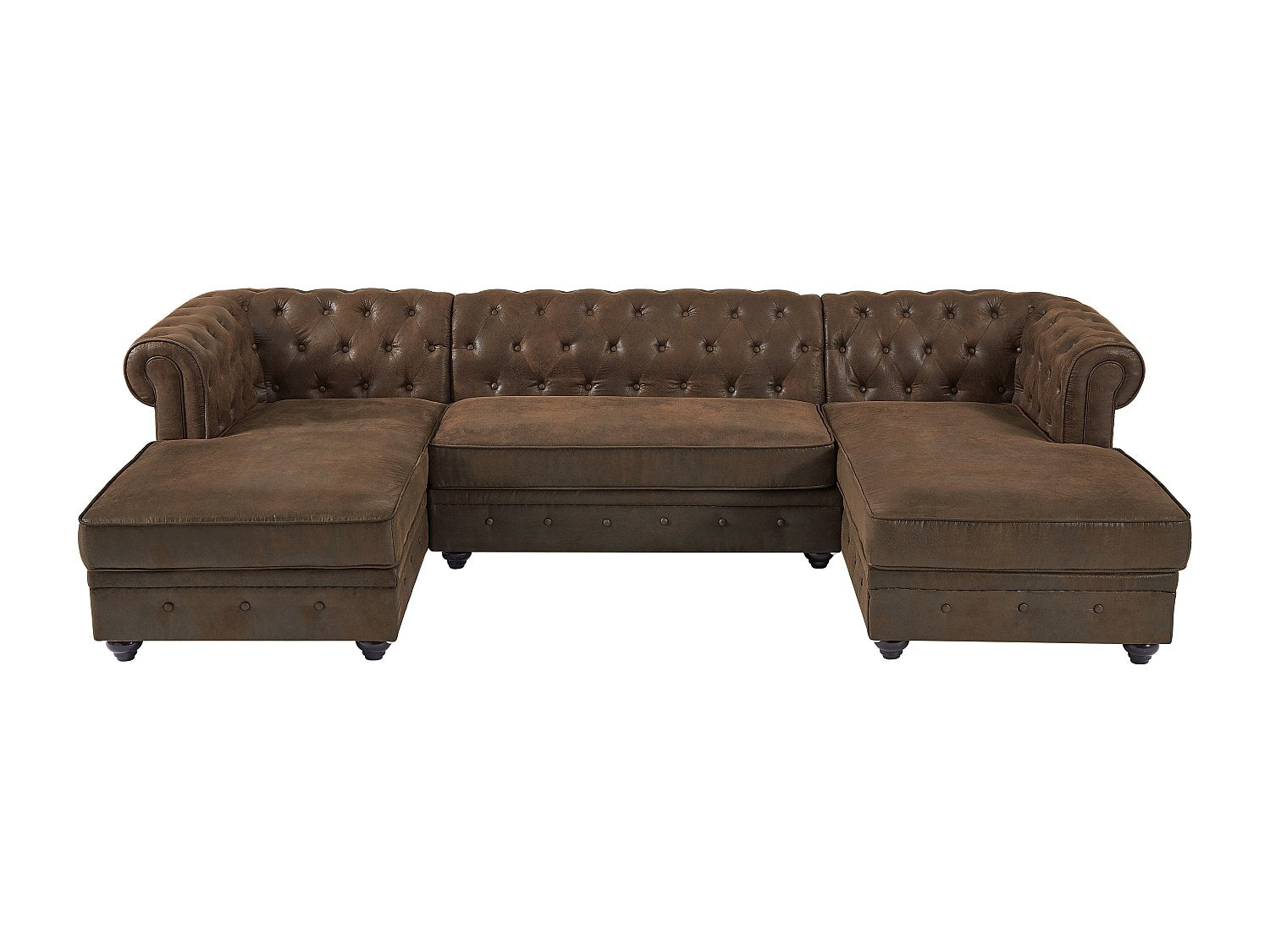 Canapé Chesterfield panoramique marron tissu