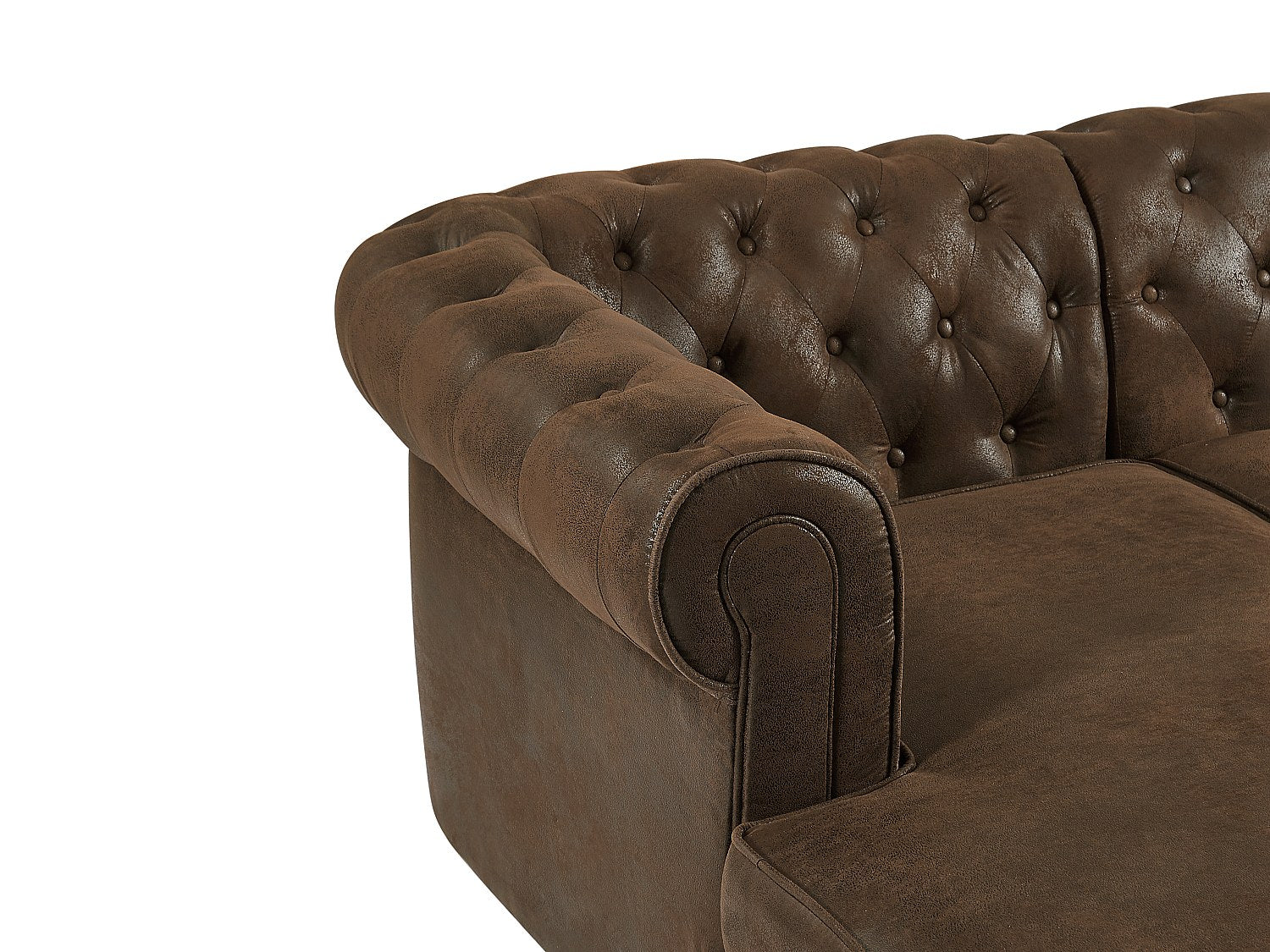Canapé Chesterfield panoramique marron tissu