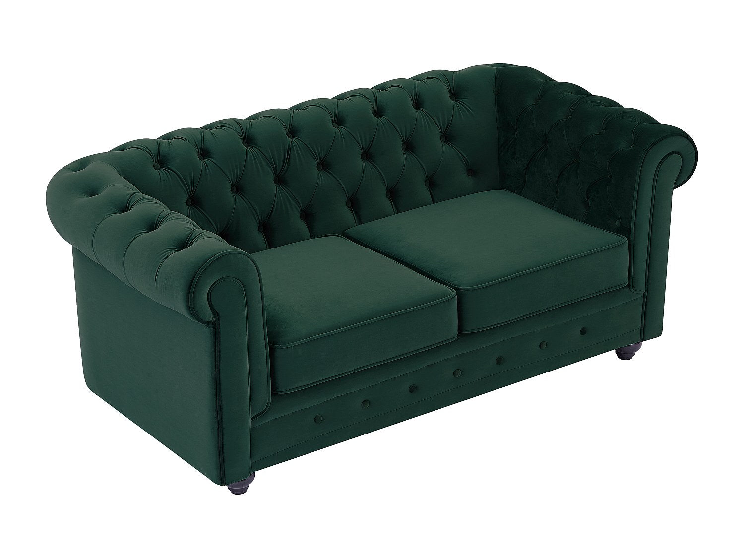 Canapé Chesterfield droit 2 places vert velours