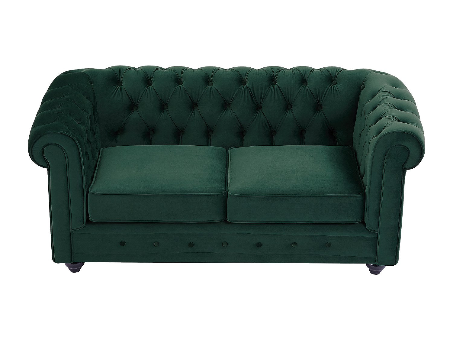 Canapé Chesterfield droit 2 places vert velours