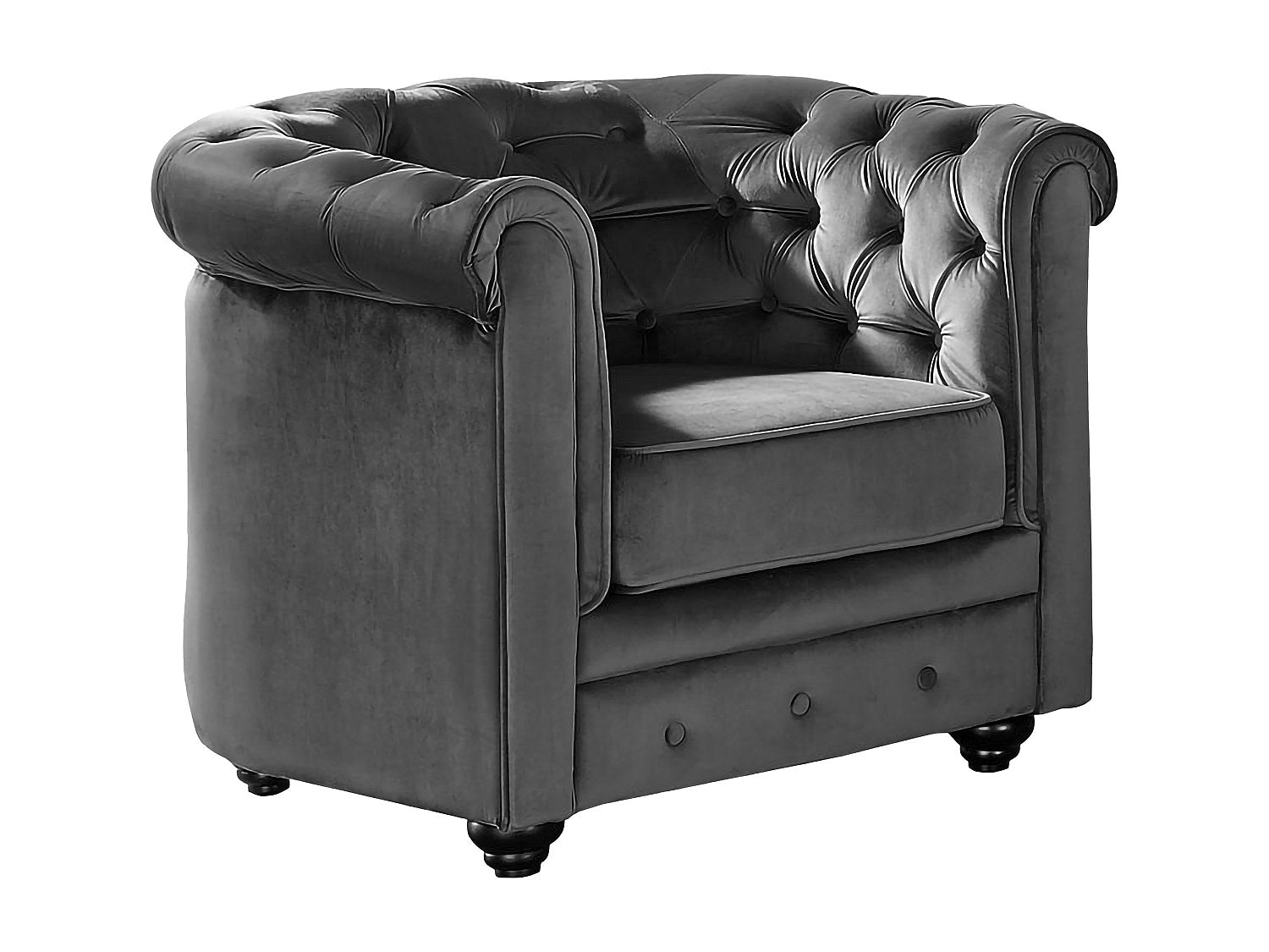 Fauteuil Chesterfield gris velours