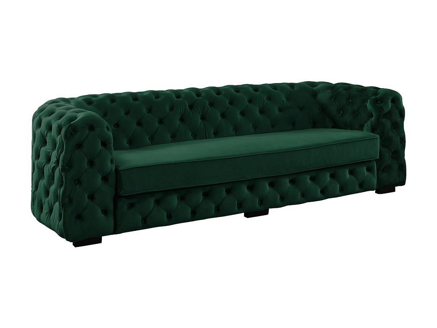 Canapé Chesterfield droit 3 places vert velours - Stanley