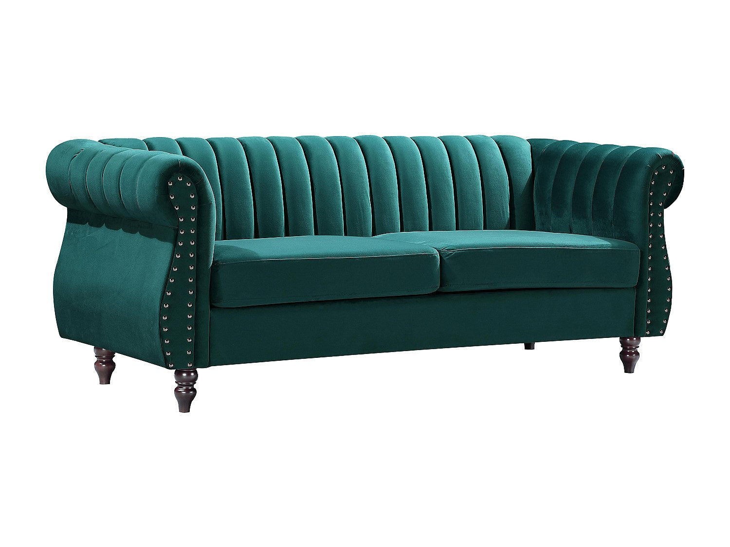 Canapé Chesterfield droit 3 places vert velours - Trumbo