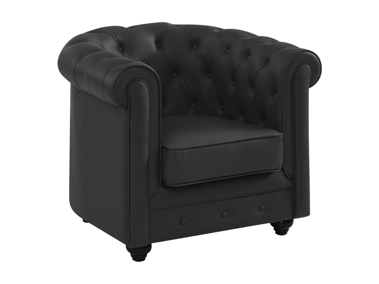 Fauteuil Chesterfield noir cuir