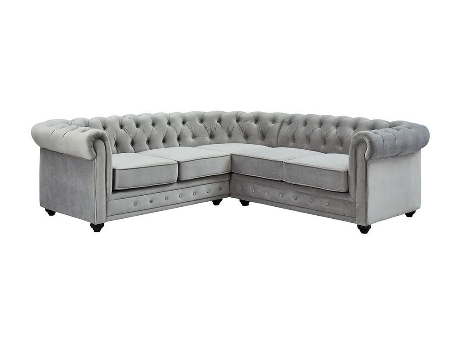 Canapé Chesterfield angle gris velours