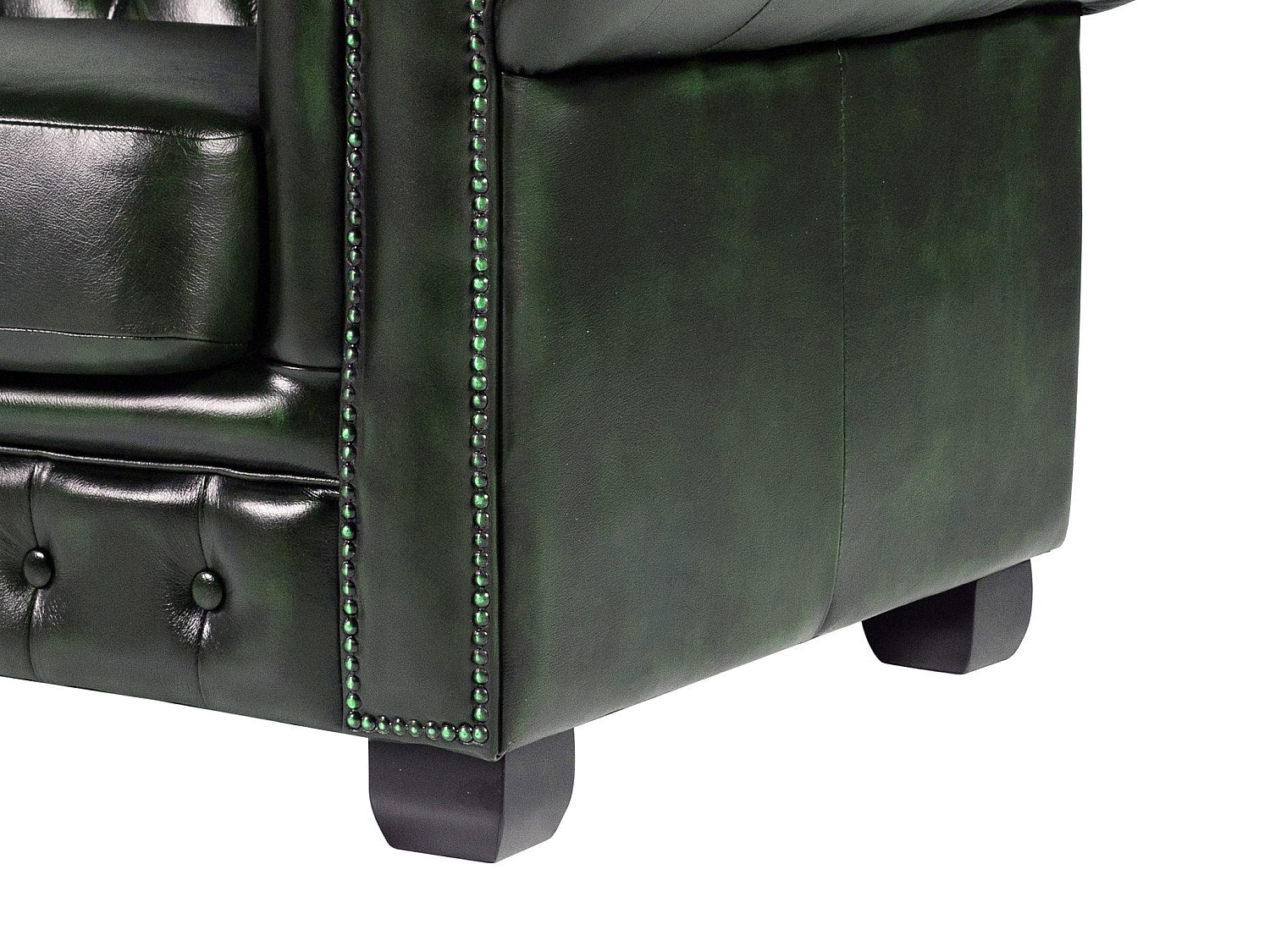 Canapé Chesterfield droit 4 places vert cuir - Brenton
