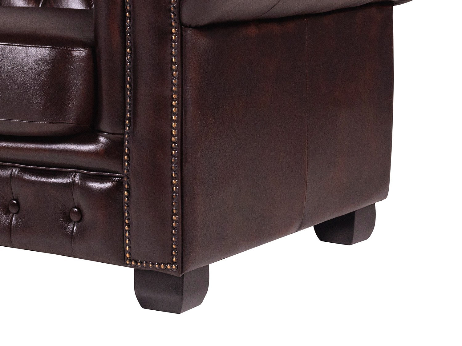 Canapé Chesterfield droit 4 places rouge cuir - Brenton