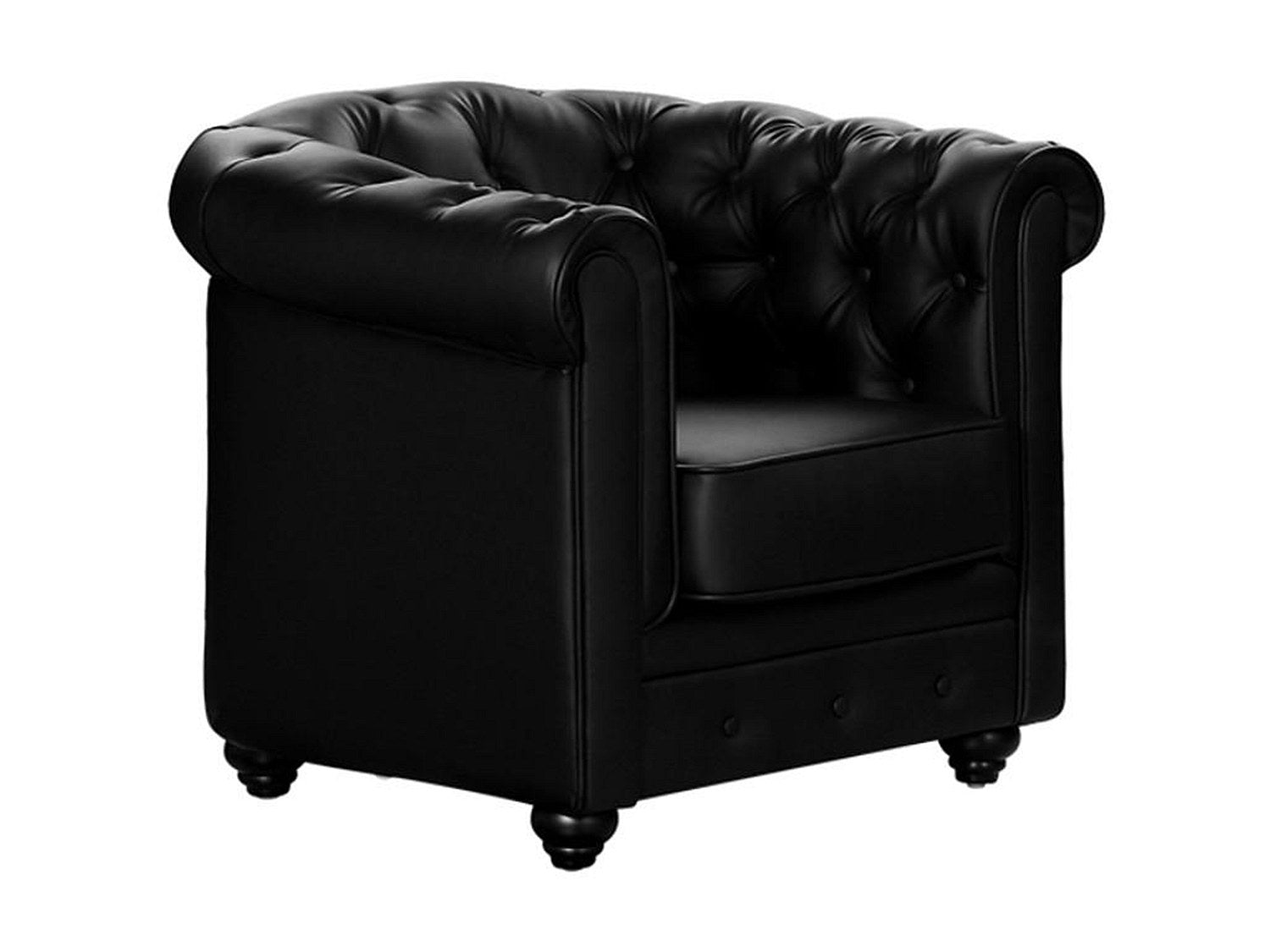 Fauteuil Chesterfield noir simili cuir