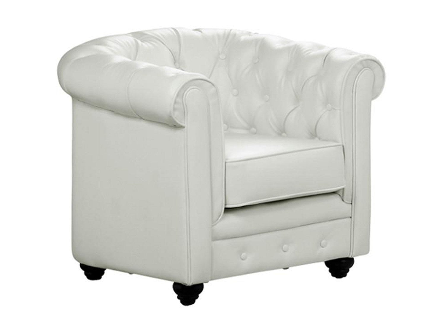Fauteuil Chesterfield blanc simili cuir