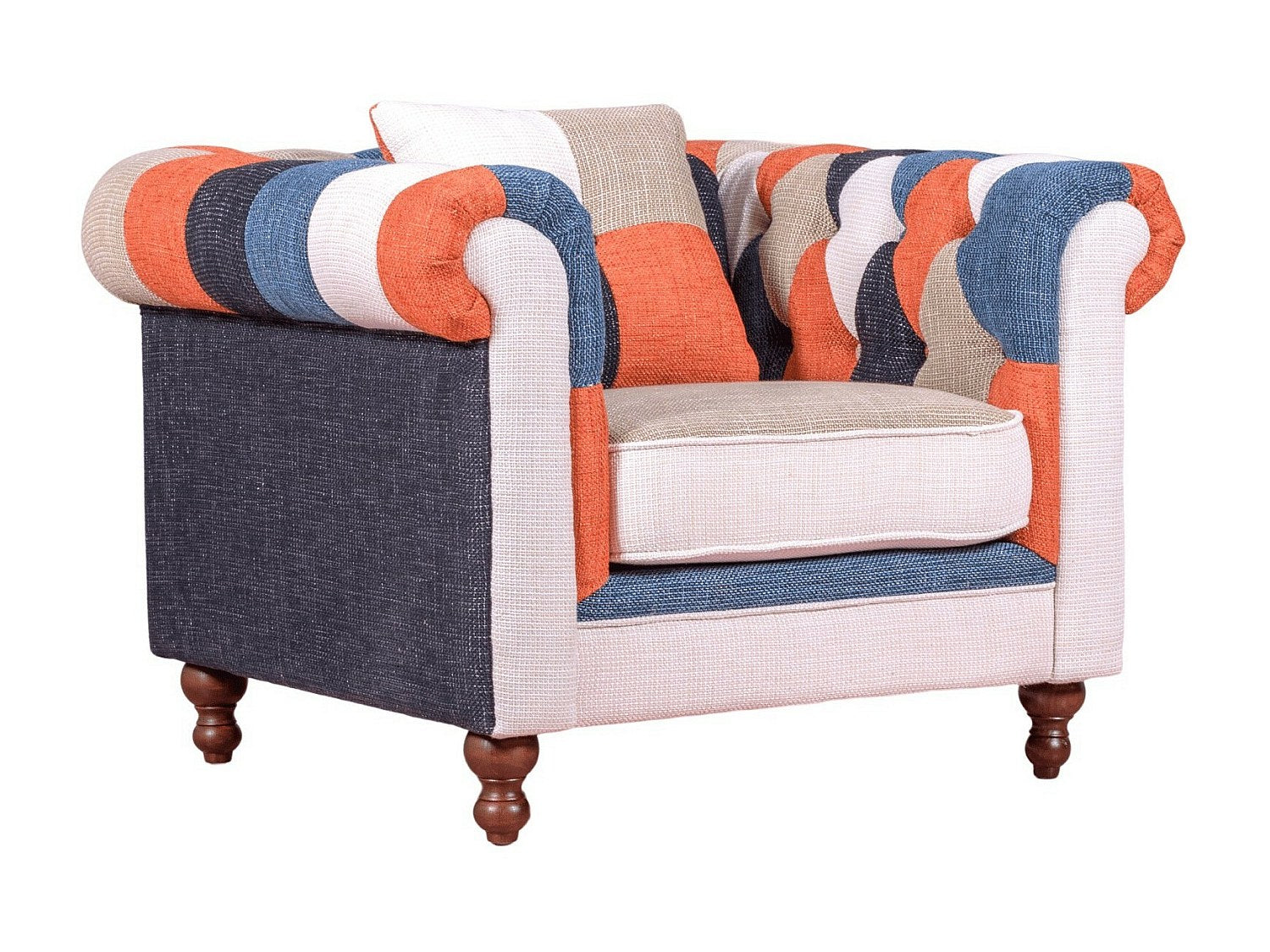 Fauteuil Chesterfield multicolore tissu