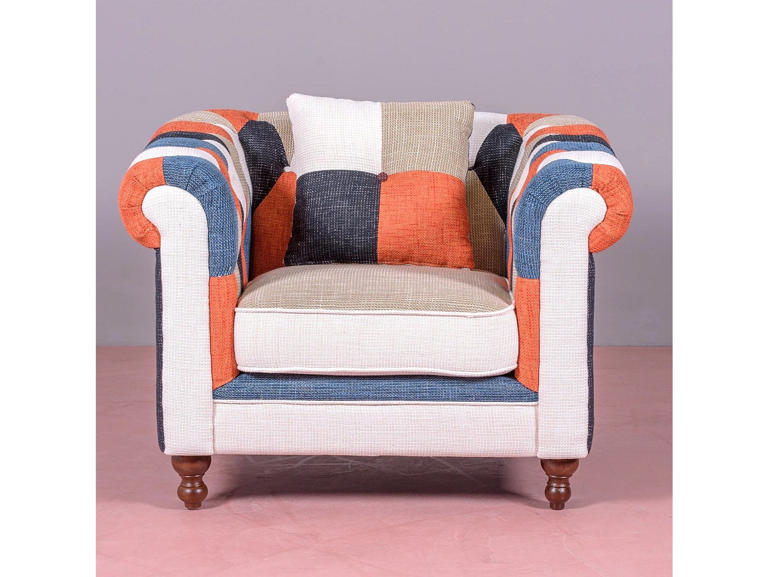 Fauteuil Chesterfield multicolore tissu