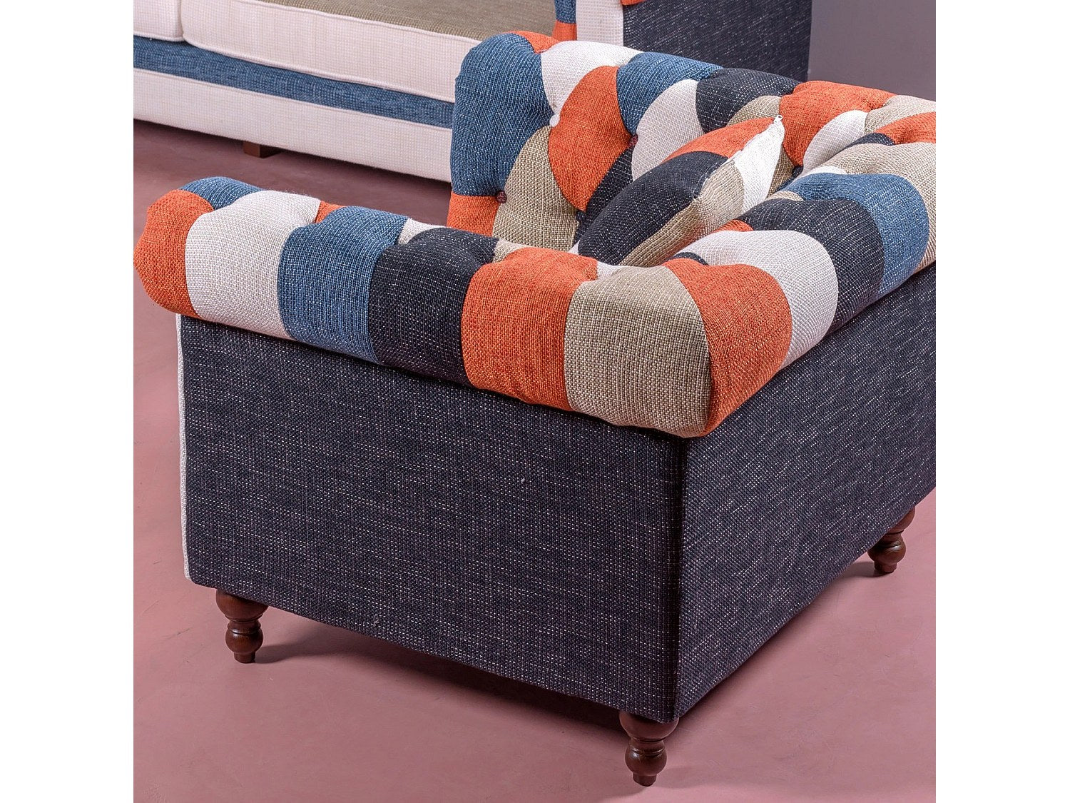 Fauteuil Chesterfield multicolore tissu
