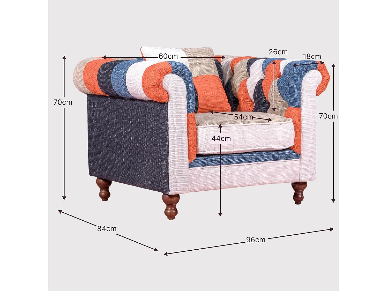 Fauteuil Chesterfield multicolore tissu
