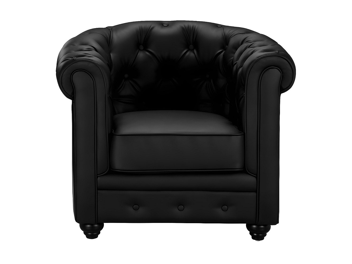 Fauteuil Chesterfield noir simili cuir