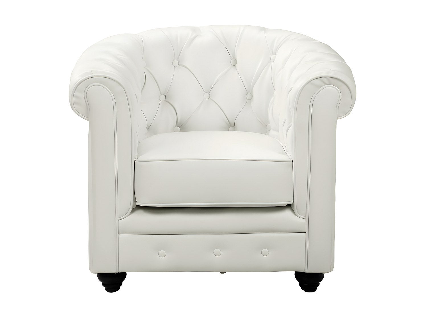 Fauteuil Chesterfield blanc simili cuir
