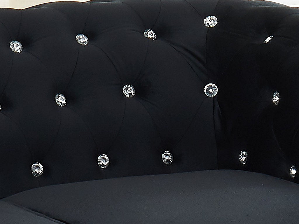 Canapé Chesterfield droit 3 places noir velours