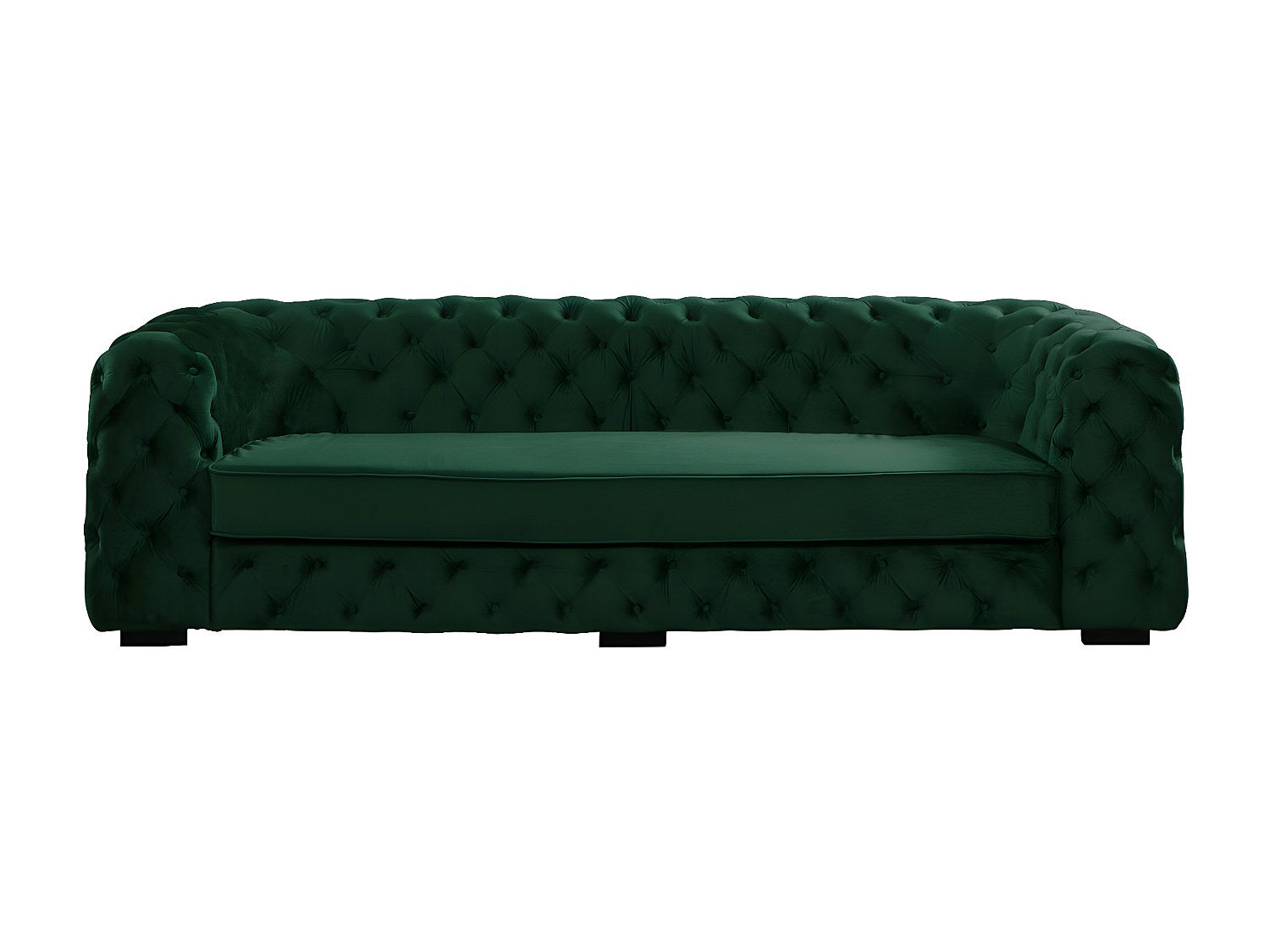 Canapé Chesterfield droit 3 places vert velours - Stanley
