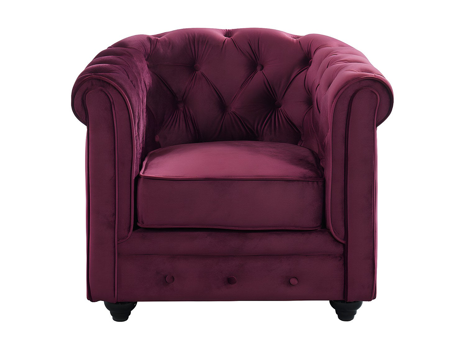 Fauteuil Chesterfield rouge velours