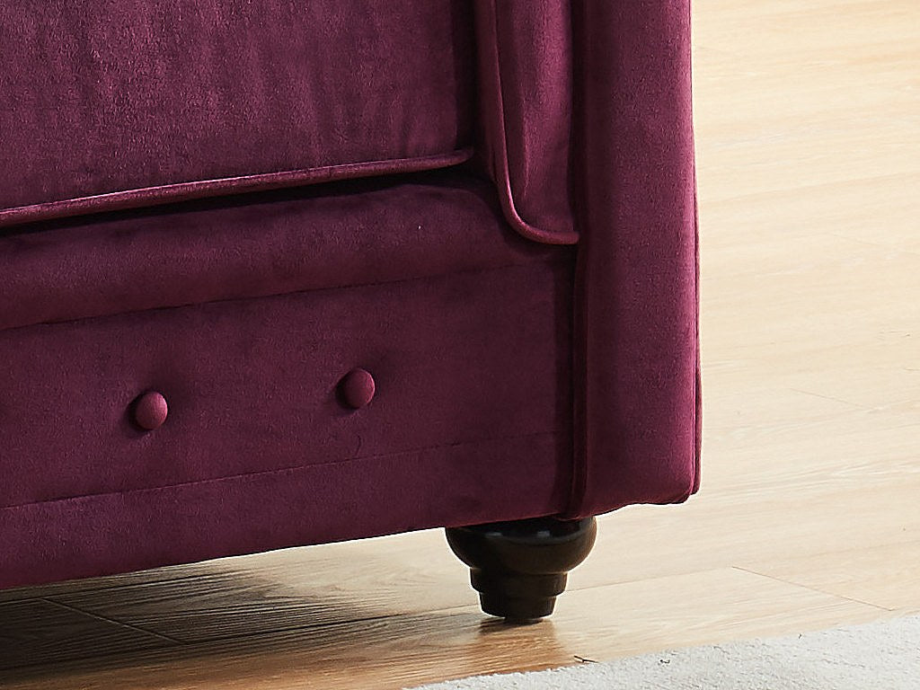 Fauteuil Chesterfield rouge velours