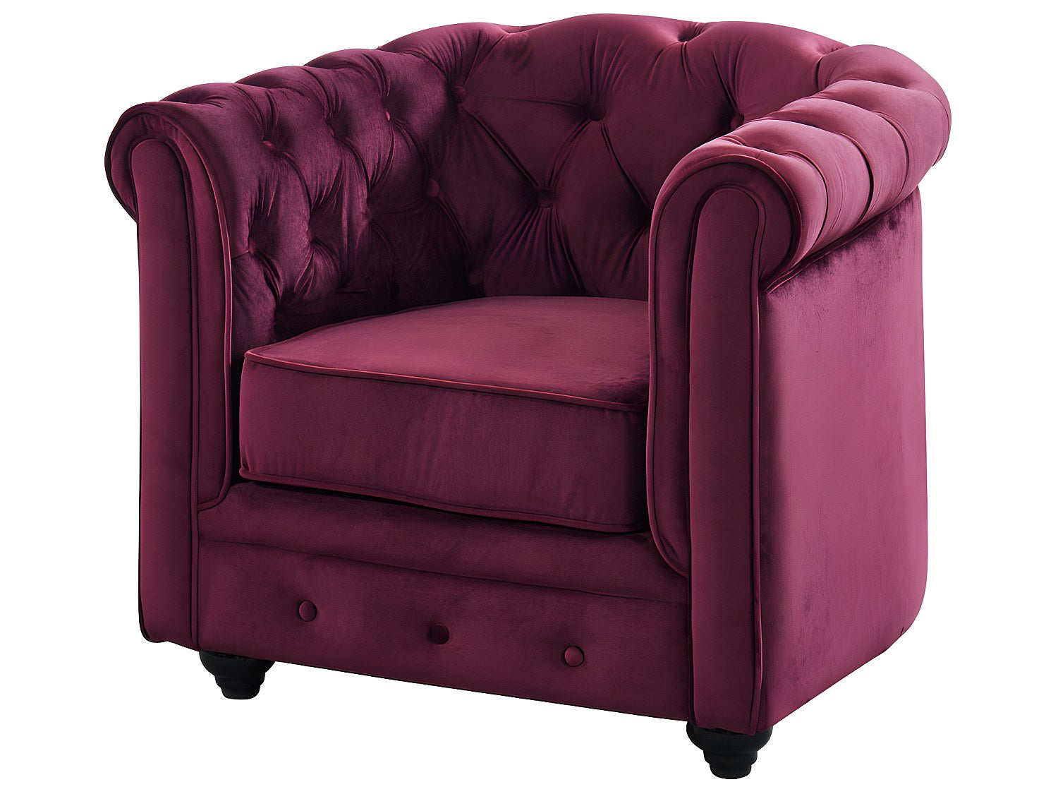 Lot de 2 fauteuils Chesterfield rouge velours