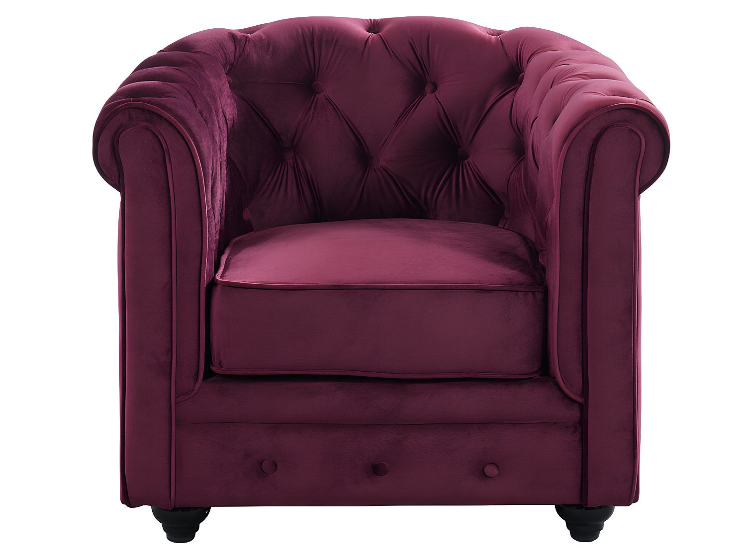 Lot de 2 fauteuils Chesterfield rouge velours