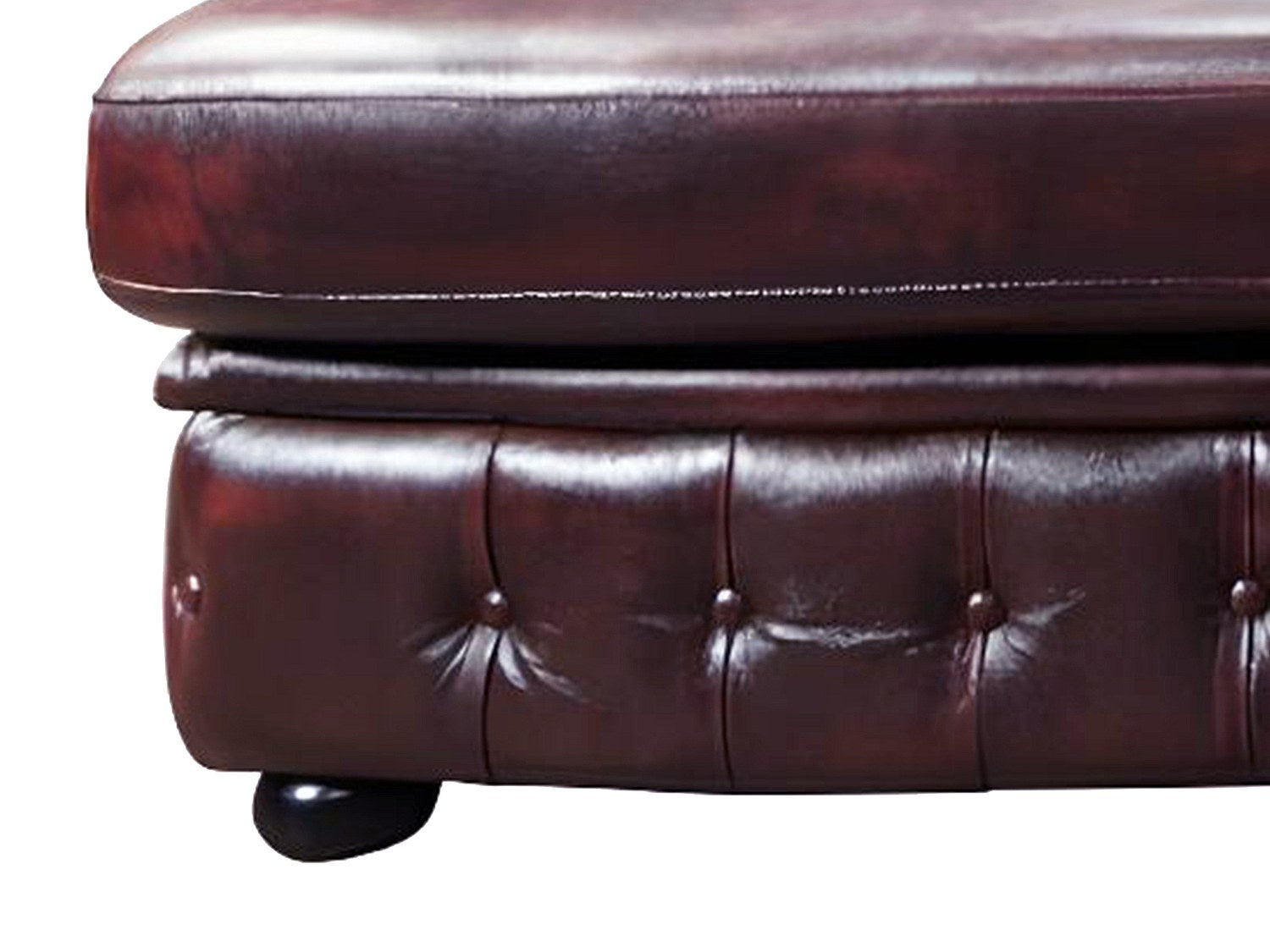 Canapé Chesterfield angle rouge cuir - Brenton